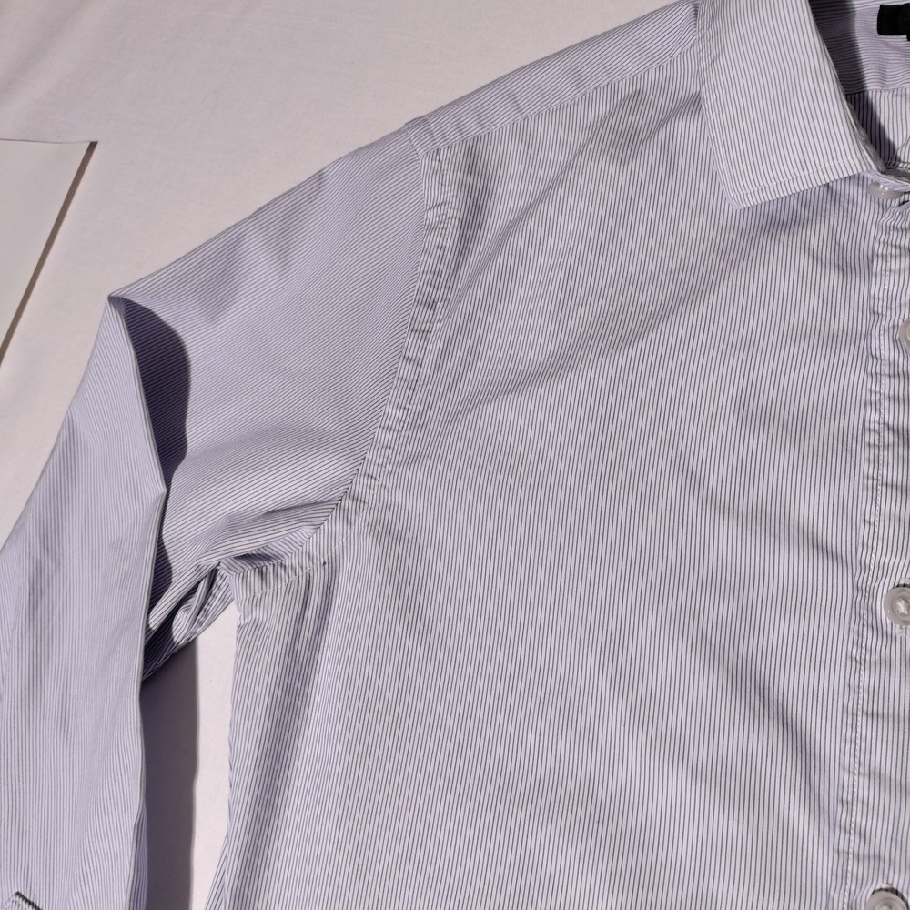 J Crew Ludlow Mens XS Blue Stripe Dress Shirt 120s 2 Ply Cotton Button Down - Picture 13 of 14
